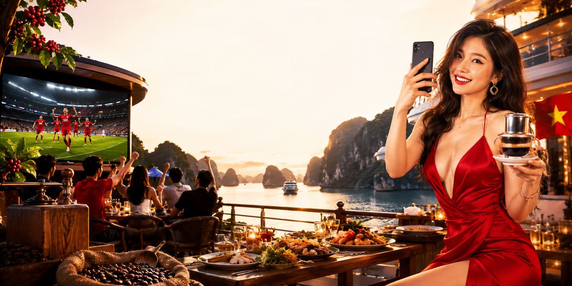 Người hâm mộ bóng đá đặt cược tại Hạ Long Bay bên ly cà phê buổi chiều