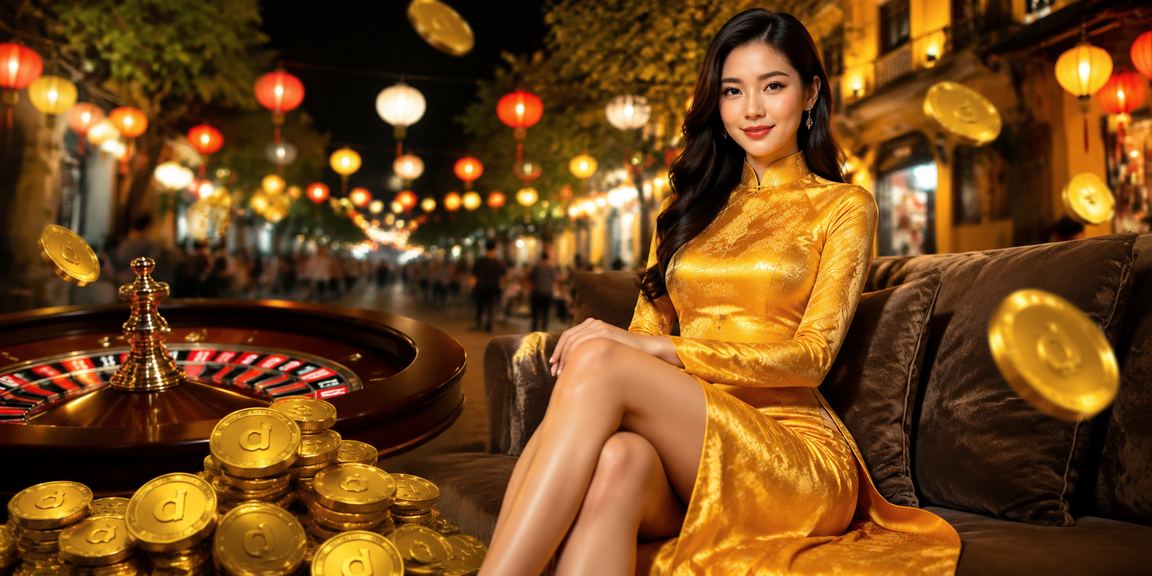 Người phụ nữ áo dài tại Hà Nội chơi roulette trực tuyến trên nền tảng casino