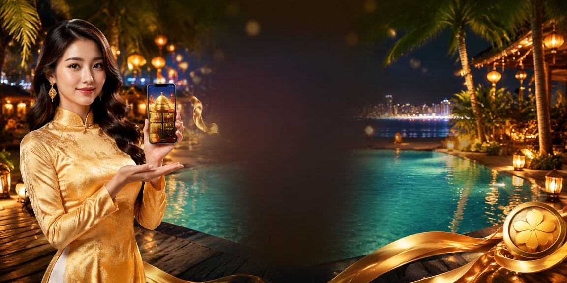 Người phụ nữ áo dài Nha Trang sử dụng điện thoại truy cập nền tảng casino an toàn